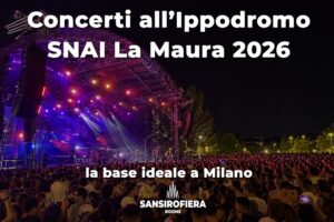 Concerto all'Ippodromo SNAI La Maura di Milano con palco illuminato e folla numerosa