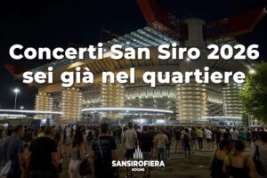 Folla in arrivo allo Stadio San Siro di Milano per un concerto estivo notturno