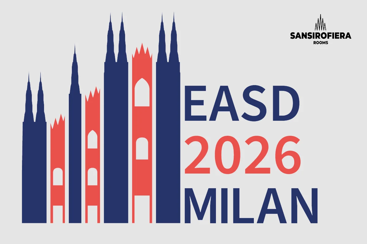 Illustrazione skyline Duomo di Milano per EASD 2026, B&B sansirofiera rooms