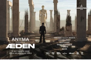 Locandina Anyma presents ÆDEN, concerto 19 settembre 2026 Fiera Milano Live Rho, con CamelPhat Mathame Miss Monique 7 Skies SLVR